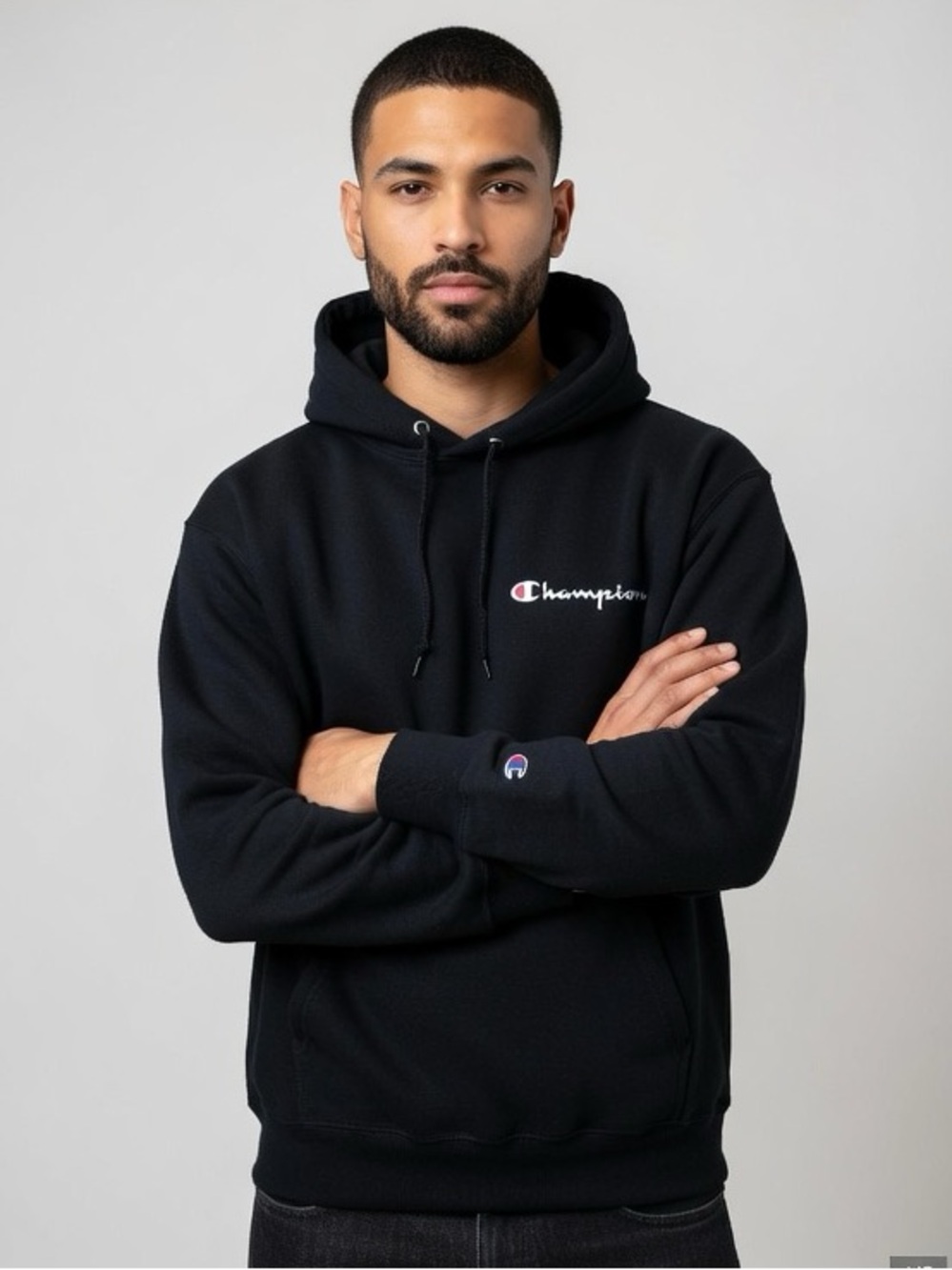 Champion Men’s Black Logo Hoodie Size Small